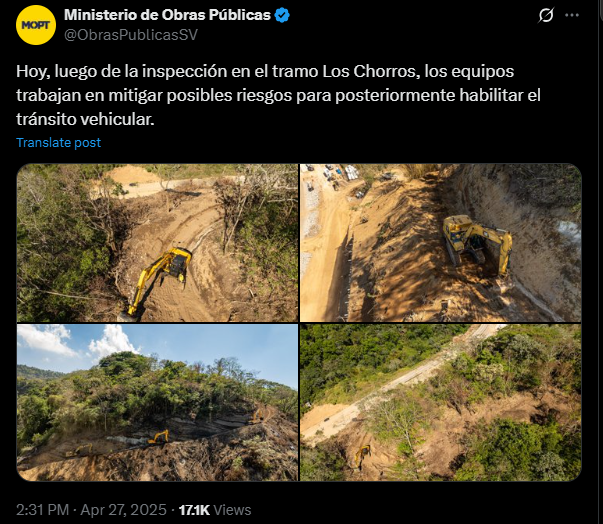 A primera hora del lunes quedará habilitado el tránsito por Los Chorros. 2 vasdfasd