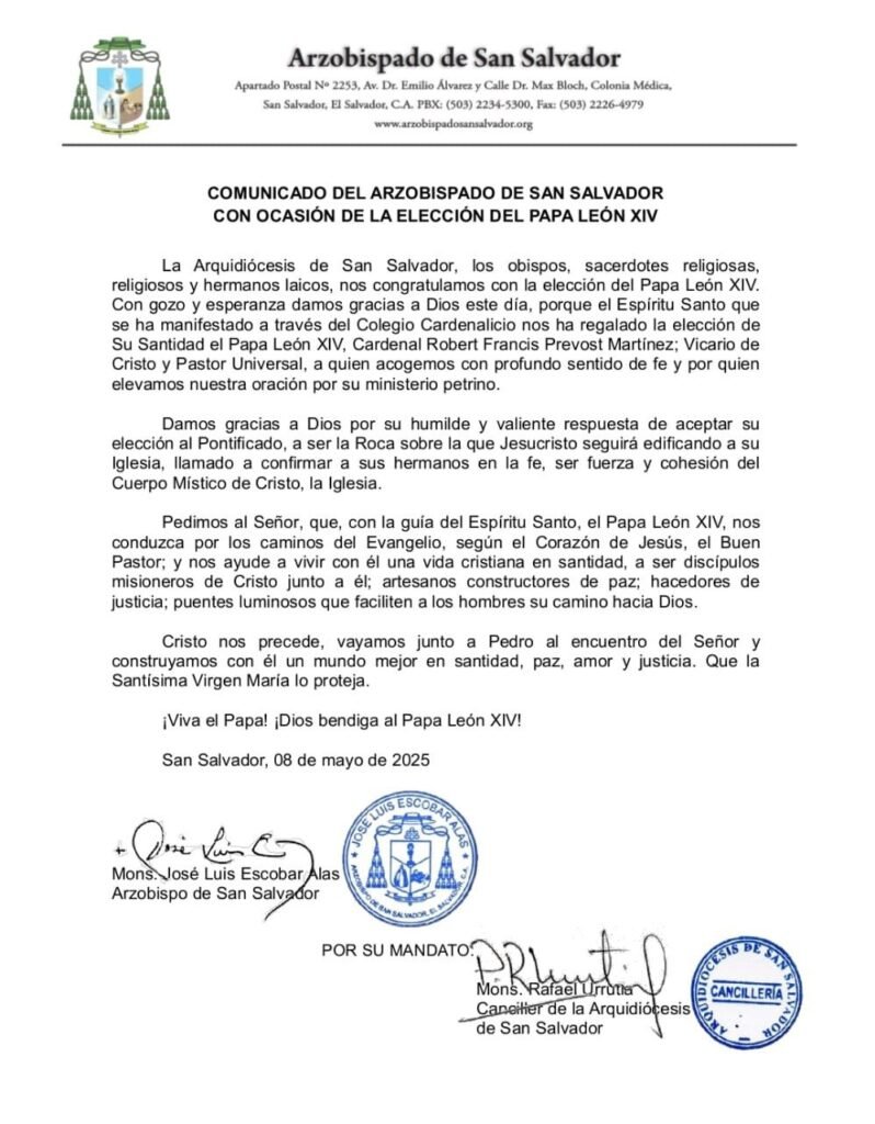 Arzobispo de San Salvador felicita al nuevo Papa León XIV . 1 Gqdy9 EWcAAJfZQ