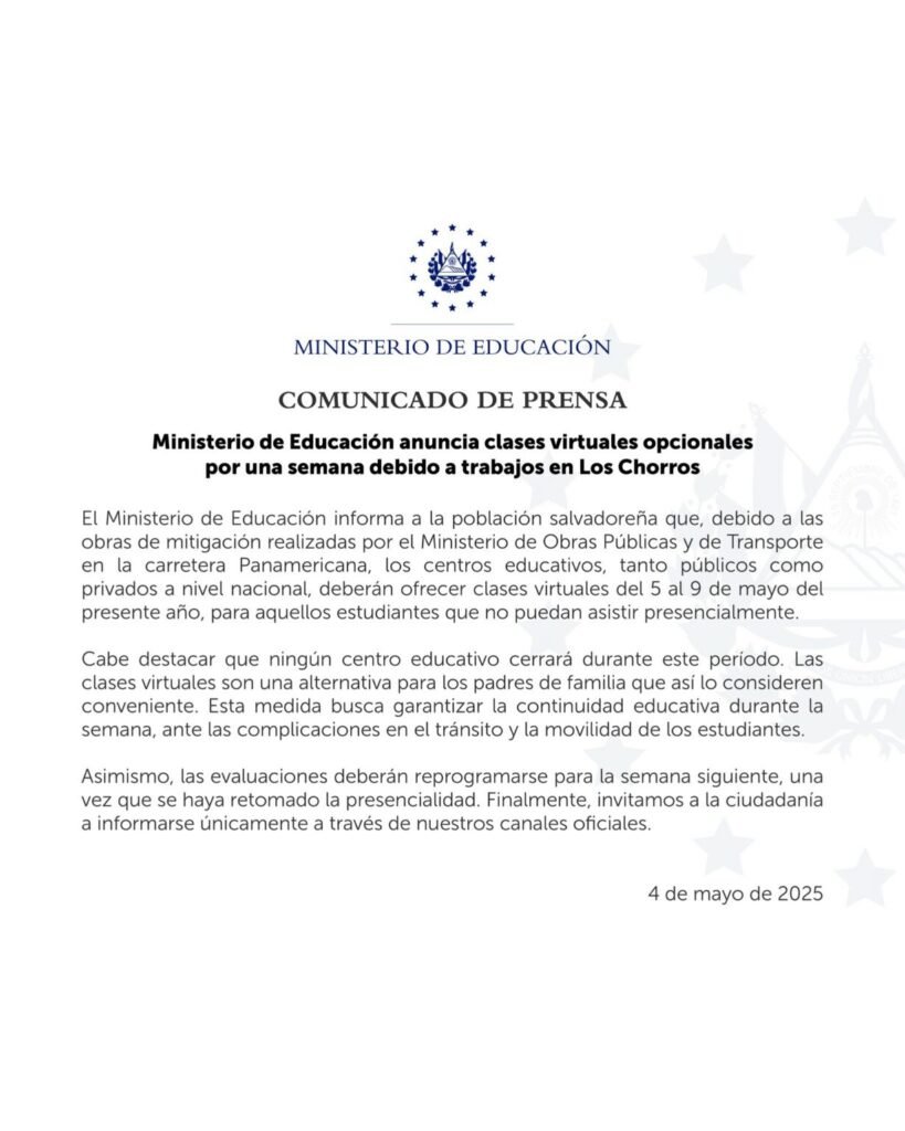 Educación habilita clases virtuales opcionales del 5 al 9 de mayo por obras en Los Chorros 2 img 4176 1