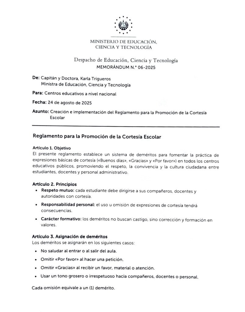 “Buenos días”, “Gracias” y “Por favor”, Ministra de Educación, Karla Trigueros, brinda nuevos lineamientos para centros educativos públicos. 2 539038130 122109049604976431 3498487120234887612 n 1