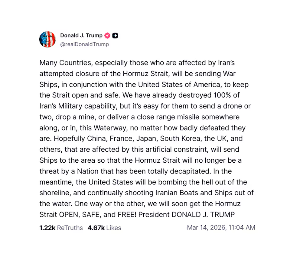 Trump exige coalición internacional para liberar el Estrecho de Ormuz 2 image 187
