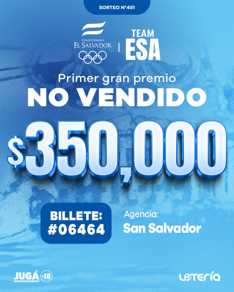 Realizan sorteo LOTRA No 451 dedicado a “Más Rápido, más alto, más fuerte JUNTOS, TEAM ESA” del Comité Olímpico El Salvador 2 4
