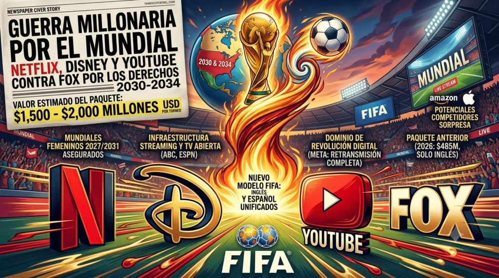 Netflix, Disney y YouTube se alistan para una millonaria disputa por los derechos de los Mundiales de la FIFA de 2030 y 2034 2 Gemini Generated Image gjtx84gjtx84gjtx