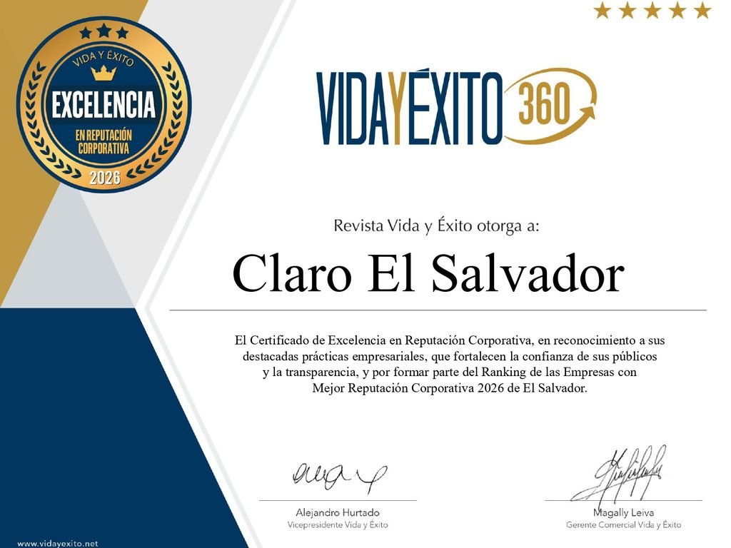 Certificado Reputacion Corporativa Claro El Salvador page 0001